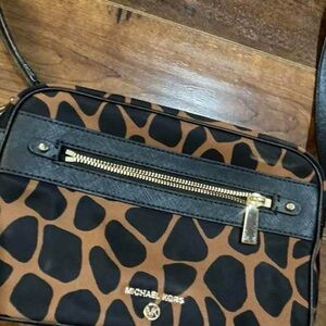 Michael Kors Black and Brown Patterned Crossbody Bag